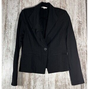 CAbi Womens Small Absolute Blazer Jacket Black Cascading Collar #911